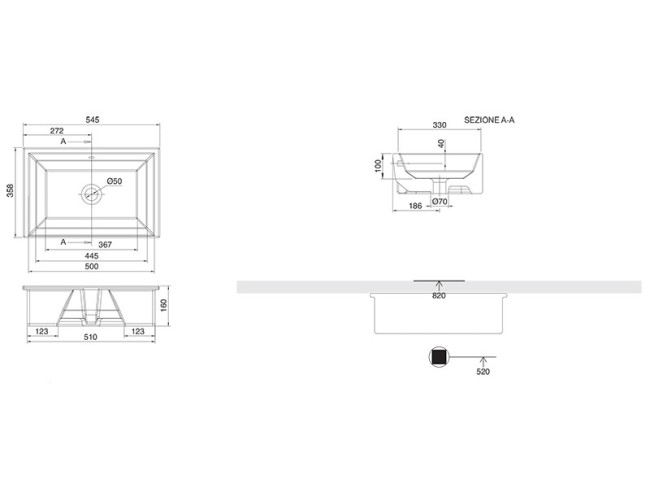 Раковина встраиваемая Scarabeo GAIA (8037) White