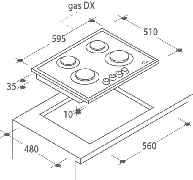 Встраиваемая газовая варочная панель Candy CPG 64 SQGX