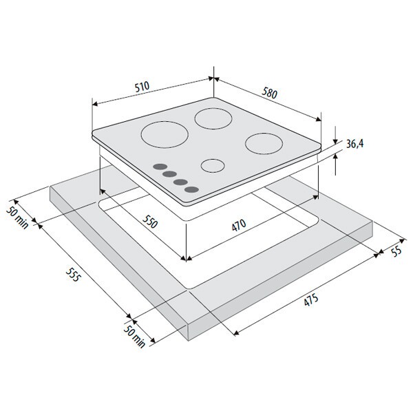Встраиваемая газовая варочная панель Fornelli PGA 60 Grazia Antracit Встраиваемая газовая варочная панель Fornelli PGA 60 Grazia Antracit