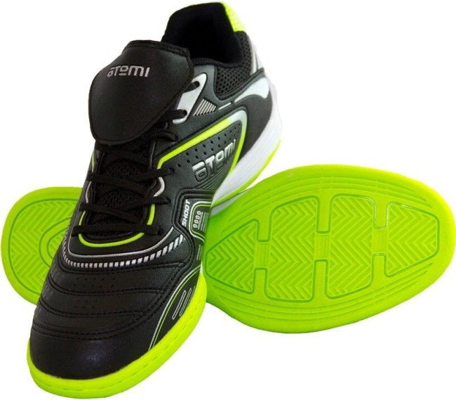 Бутсы футбольные Atemi SD300 INDOOR 46 черный/салатовый