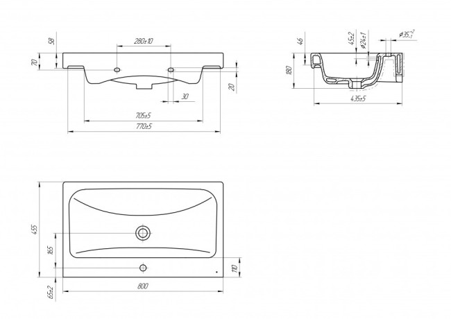 Раковина Cersanit MODUO 80 (S-UM-MOD80/1)