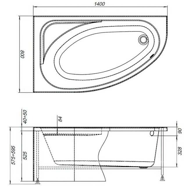 Ванна акриловая Aquanet MIA 140*80 L к/с133 (246817) Ванна акриловая Aquanet MIA 140*80 L к/с133 (246817)