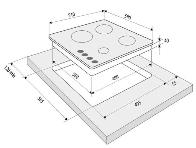 Встраиваемая газовая варочная панель Fornelli PGA 60 Quadro IX Встраиваемая газовая варочная панель Fornelli PGA 60 Quadro IX
