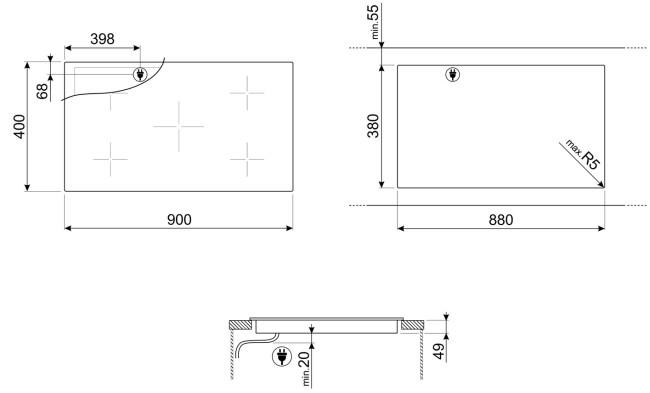 Встраиваемая индукционная варочная панель Smeg SIH7933B Встраиваемая индукционная варочная панель Smeg SIH7933B