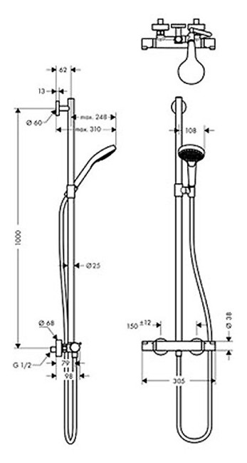 Термостат Hansgrohe Croma Select S SemiPipe Multi (27247400) Термостат Hansgrohe Croma Select S SemiPipe Multi (27247400)