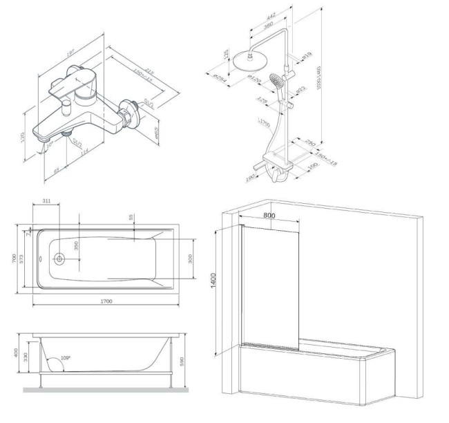 Акриловая ванна AM.PM Gem W90ASET-170D8 Акриловая ванна AM.PM Gem W90ASET-170D8