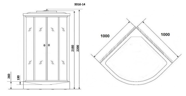 Душевая кабина Niagara NG-3316-14 Душевая кабина Niagara NG-3316-14