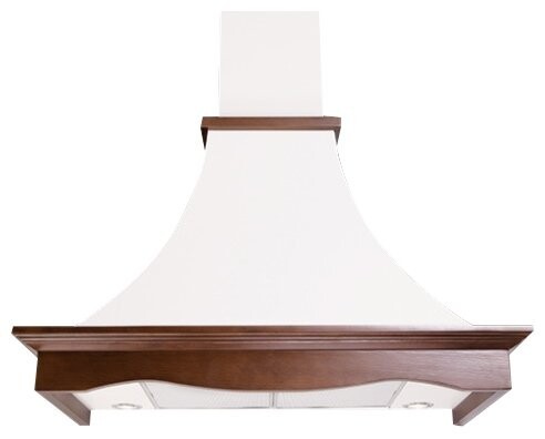 Каминная вытяжка Elikor Рококо 90П-700-П3Г белый муар/дуб неокрашенный