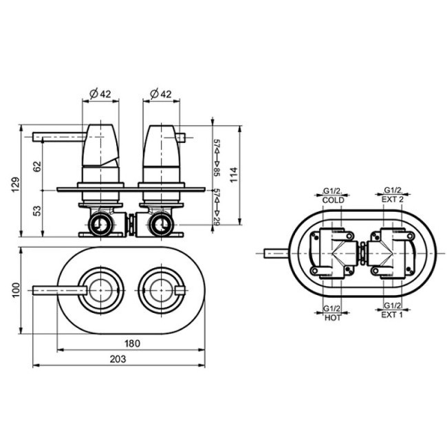 Встраиваемый смеситель для душа Webert Opera Moderna OE860101015 Встраиваемый смеситель для душа Webert Opera Moderna OE860101015