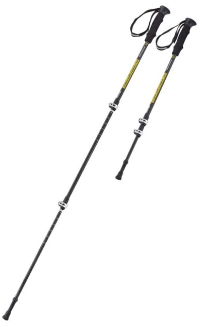 Скандинавские палки Berger Phantom 3-секционные, 67-135 см, карбон/серый/желтый