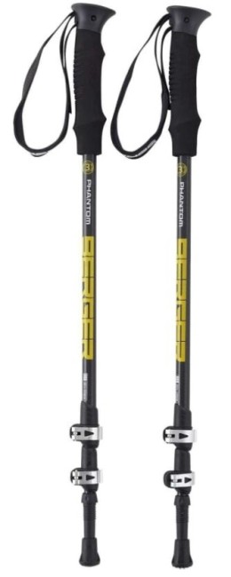 Скандинавские палки Berger Phantom 3-секционные, 67-135 см, карбон/серый/желтый