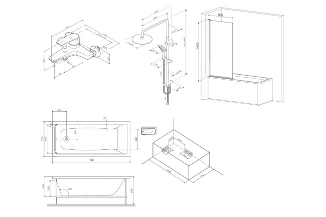 Акриловая ванна AM.PM Gem W90ASET-150D8