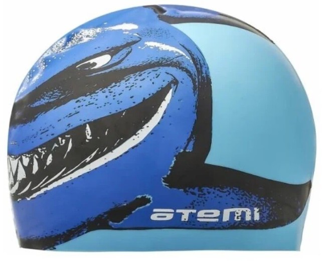 Шапочка для плавания Atemi PSC301 силикон, гол.(акула), дет.