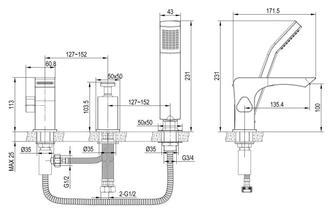 Смеситель на борт ванны Lemark Contest LM5845CW