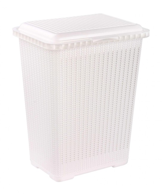 Корзина для белья Альтернатива Вязаное плетение М6888 белый