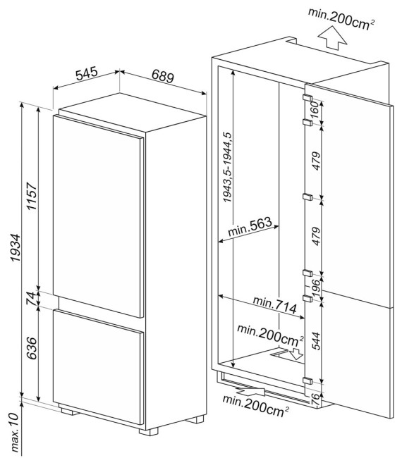 Встраиваемый холодильник Smeg C475VE Встраиваемый холодильник Smeg C475VE