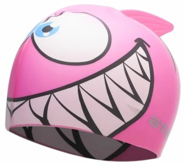 Шапочка для плавания Atemi FC204, силикон (дет.), рыбка-, розовый