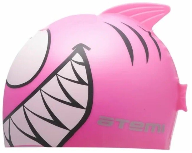 Шапочка для плавания Atemi FC204, силикон (дет.), рыбка-, розовый