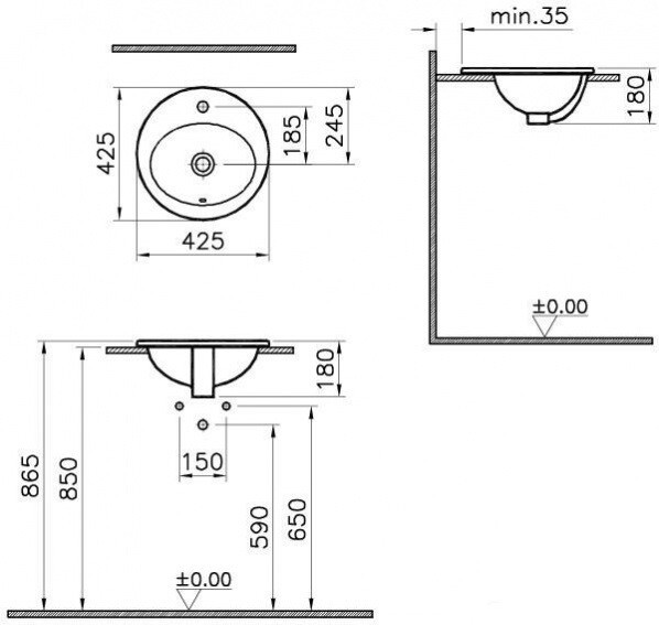 Раковина Vitra S20 (5466B003-0001)