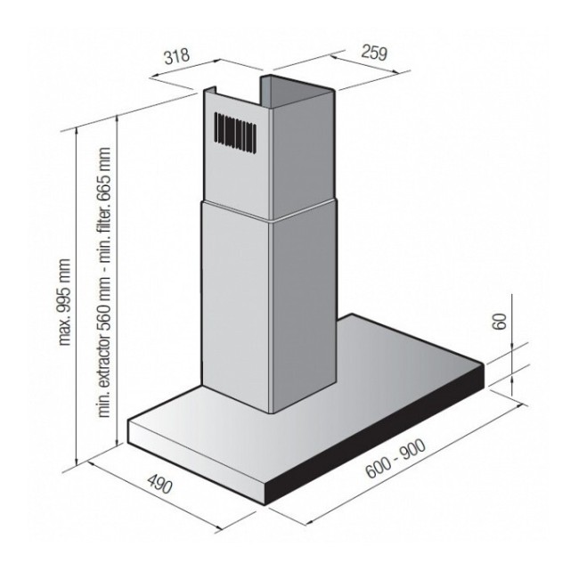 Каминная вытяжка Samsung HDC 9A90UX Каминная вытяжка Samsung HDC 9A90UX