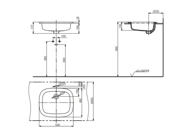 Раковина полувстраиваемая Toto NC (LW763Y) белый Раковина полувстраиваемая Toto NC (LW763Y) белый
