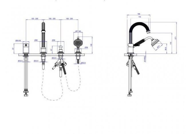 Смеситель на борт ванны Cezares (OLIMP-BVD-02-M) бронза Смеситель на борт ванны Cezares (OLIMP-BVD-02-M) бронза