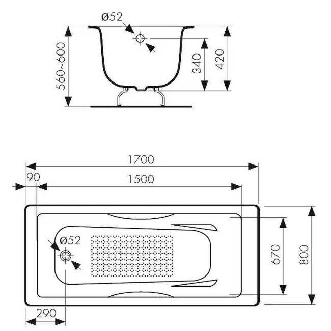 Ванна чугунная Kaiser КВ-1706