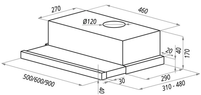 Встраиваемая вытяжка Homs VS 60 нержавейка gl Встраиваемая вытяжка Homs VS 60 нержавейка gl