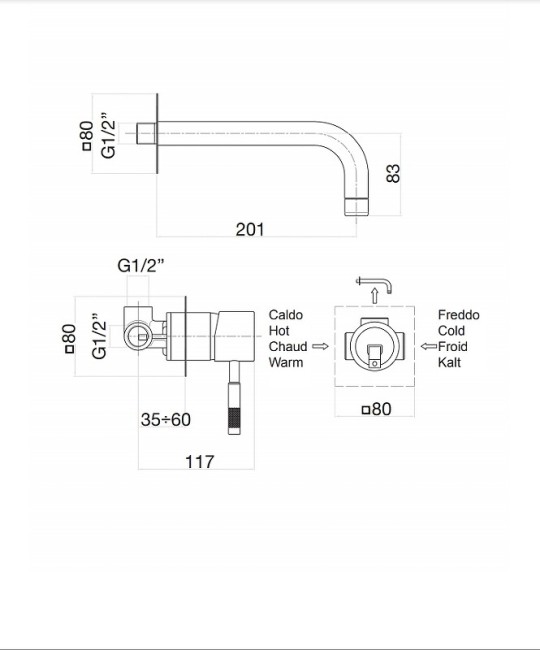 Встраиваемый смеситель для раковины Fiore Xenon 44NN5227