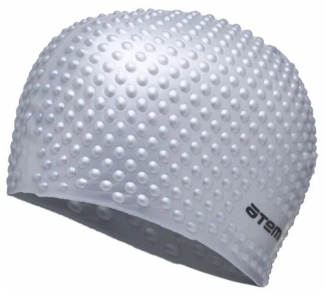 Шапочка для плавания Atemi BS75, силикон (бабл), серебро