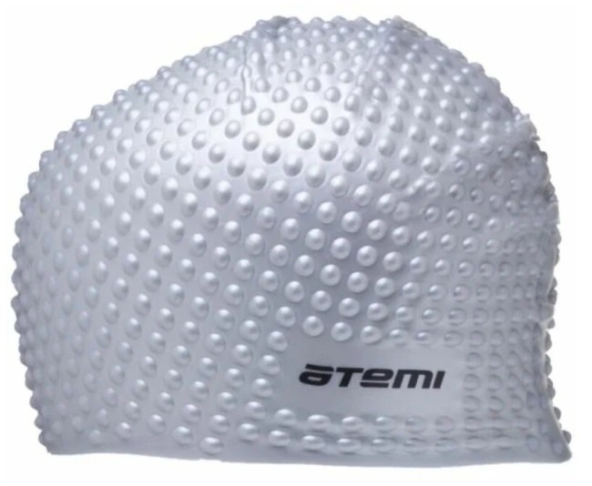 Шапочка для плавания Atemi BS75, силикон (бабл), серебро
