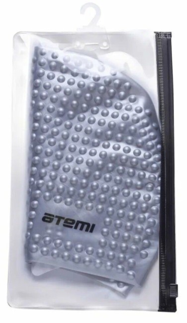 Шапочка для плавания Atemi BS75, силикон (бабл), серебро