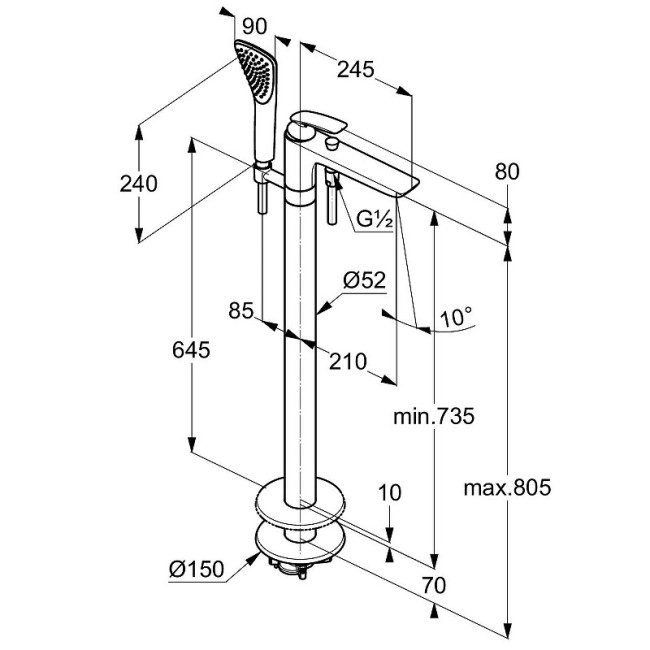 Напольный смеситель для ванны Kludi Balance (525909175) Напольный смеситель для ванны Kludi Balance (525909175)