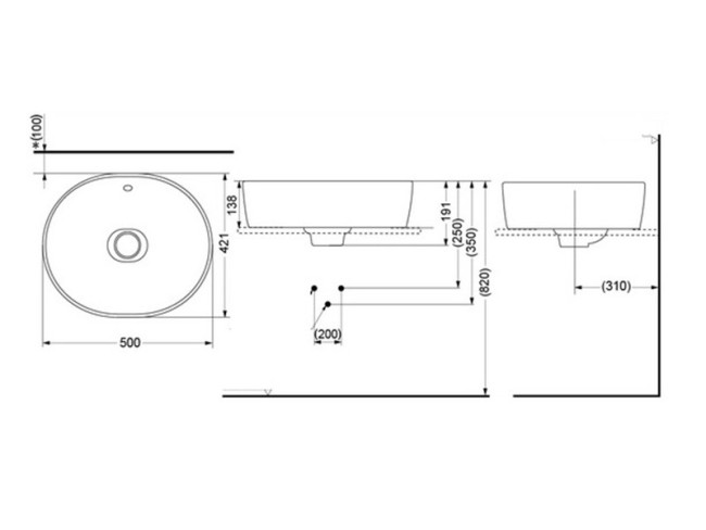 Раковина накладная Toto NC (LW760LB) белый