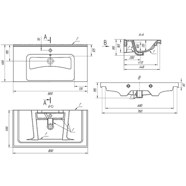 Раковина-столешница Dreja Гармония 80 (197963)