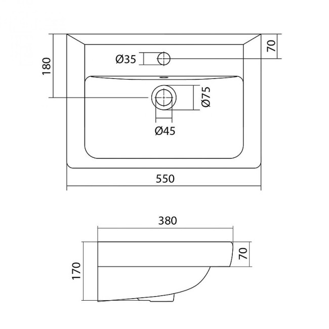Раковина для мебели Aqwella Тигода 55 (1.WH30.2.127) белый