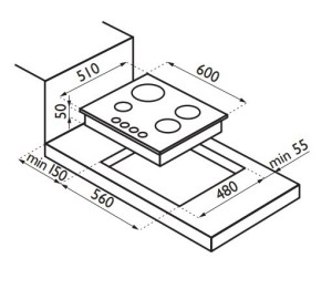 Встраиваемая газовая варочная панель Ardesia F 6V4 GTRIC Встраиваемая газовая варочная панель Ardesia F 6V4 GTRIC