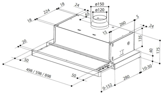 Встраиваемая вытяжка Faber Flexa HIP BK A 60