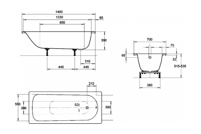 Стальная ванна Kaldewei Eurowa 309-1 (119512030001)