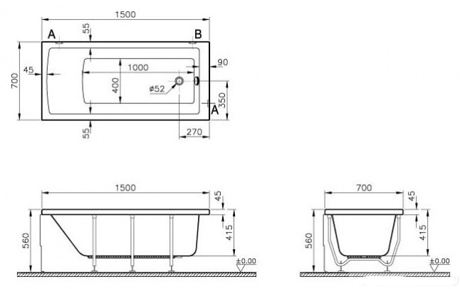 Акриловая ванна Vitra Neon 52510001000