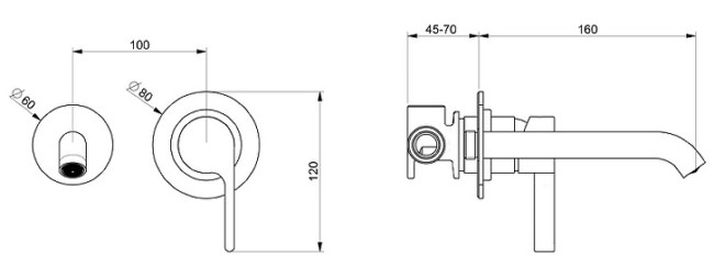 Встраиваемый смеситель для раковины Webert DoReMi DR830606345 Встраиваемый смеситель для раковины Webert DoReMi DR830606345