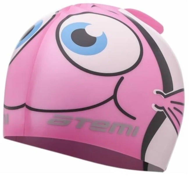 Шапочка для плавания Atemi FC104, силикон (дет.), рыбка+, розовый