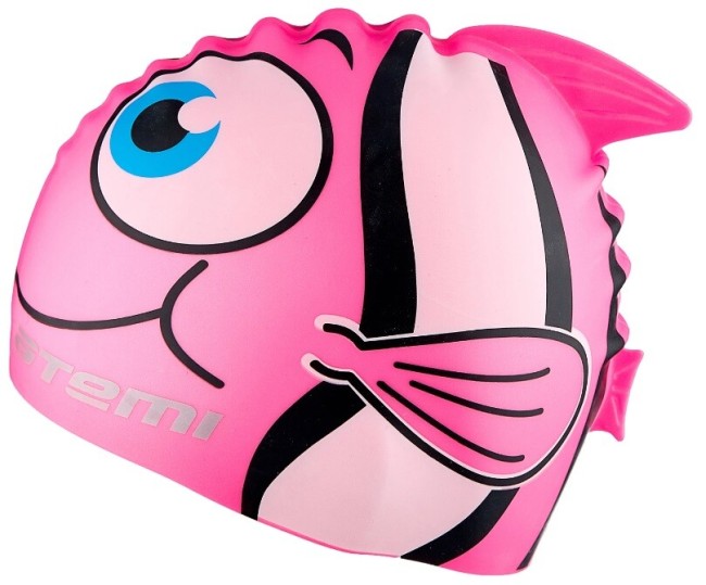 Шапочка для плавания Atemi FC104, силикон (дет.), рыбка+, розовый