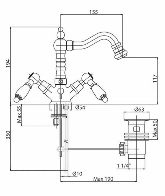 Смеситель на биде Cezares (FIRST-BS2-03-M) золото Смеситель на биде Cezares (FIRST-BS2-03-M) золото