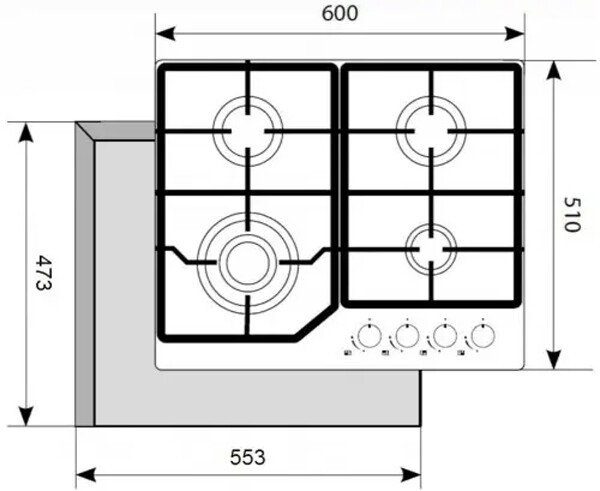 Встраиваемая газовая варочная панель Akpo PGA 604 FGC BL Встраиваемая газовая варочная панель Akpo PGA 604 FGC BL