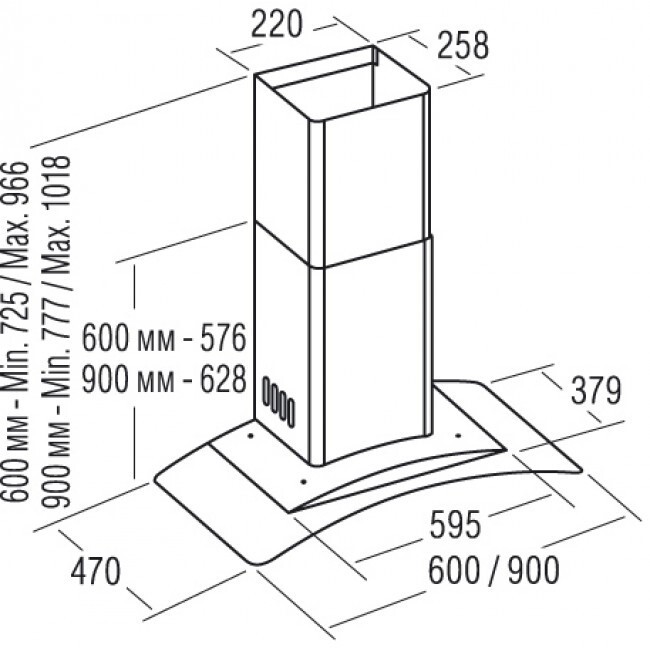 Каминная вытяжка Cata C-900 glass/L