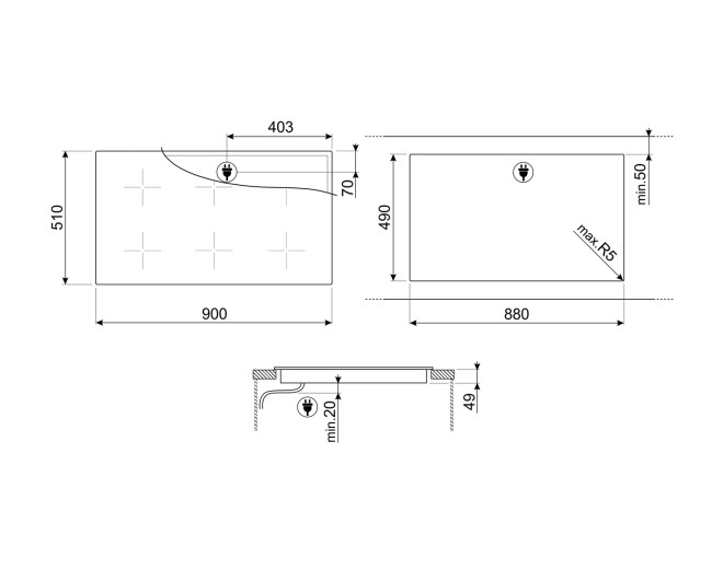 Встраиваемая индукционная варочная панель Smeg SIM693WLDR Встраиваемая индукционная варочная панель Smeg SIM693WLDR