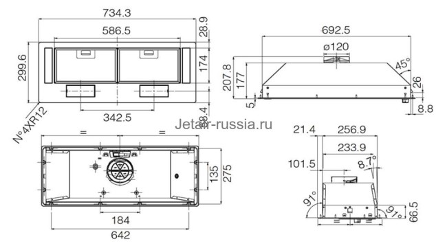 Встраиваемая вытяжка Jetair VIERA LUX GR/A/72