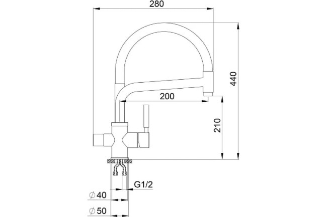Смеситель для кухни Granula GR-0075 шварц Смеситель для кухни Granula GR-0075 шварц