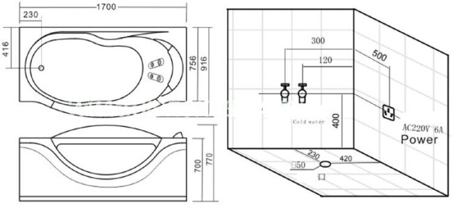 Акриловая ванна Gemy G9072 C R